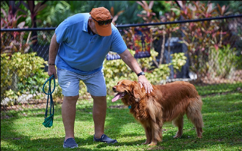 Your Community man petting dog