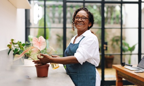 a woman gardening